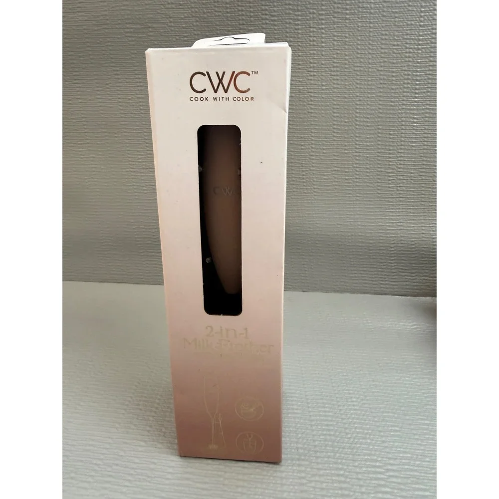CWC Cook With Color 2-in-1 Milk Frother and Egg Whisk Rose Gold with Stand NEW